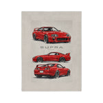 Red 1994 Supra Sketches Velveteen Blanket | Car Illustration Throw