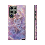 Cherub Cloud Throne Phone Case, Pastel Marble 3D Render Cover