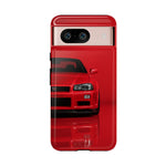 Red Skyline Phone Case, R34 GTR 90s JDM Legend Tough Cover for Men Gift
