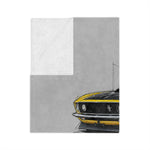 1969 Mach 1 Fastback Yellow Mustang Blanket | Velveteen Microfiber