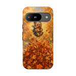 Yorkshire Terrier Jumping in Autumn Leaves Tough Case | Fall Dog Phone Cover