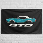 1969 1970 GTO Convertible Wall Flag Banner 34x56 Muscle Car Garage Decor