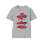 Red 1955 F100 Vintage Truck T-Shirt | Classic Trio Pickup Design
