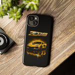 Z06 Corvette Phone Case, Yellow Neon Chrome Studio Cover