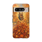 Yorkshire Terrier Jumping in Autumn Leaves Tough Case | Fall Dog Phone Cover