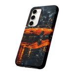 Orange Daytona Phone Case, Rainy City Night Muscle Car Tough Cover