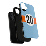 Copy of Blue Orange Number 20 Retro Racing Stripe Tough Phone Case Cover