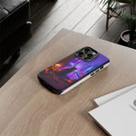 Lo-Fi Cat Neon Rain Window Vaporwave Art Tough Phone Case