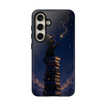 Starry Wizard Cat on Books phone case