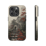 Autumn Temple Steps phone case | Japanese watercolor landscape cover