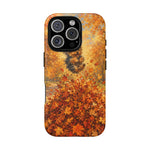 Yorkshire Terrier Jumping in Autumn Leaves Tough Case | Fall Dog Phone Cover
