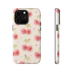 Pink Cherry Pattern Phone Case | Cute Retro Fruit Design