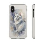 Turkish Angora Cat White Silk Portrait Art Tough Phone Case