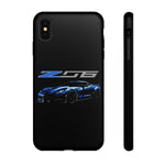 Blue C7 Z06 Sports Car Tough Phone Case Track Style Cover Gift