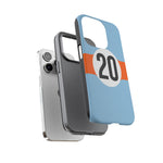 Copy of Blue Orange Number 20 Retro Racing Stripe Tough Phone Case Cover
