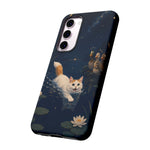 Turkish Van Swimming Cat Tough Case | Whimsical Night Pond, Lily Pads, Ducks