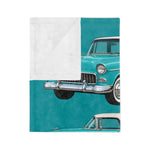 1955 Nomad Turquoise Microfiber Throw Blanket Classic Wagon Car Gift