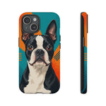 Boston Terrier Pop-Art Portrait Tough Phone Case - Teal Orange