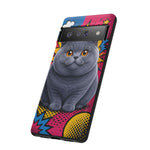 British Shorthair Round Pop Art Tough Phone Case