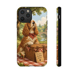 Cocker Spaniel Picnic Scene phone case | vintage dog art