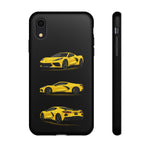 C8 Phone Case Yellow, Three-View Vector Cover, Gift for Vette Drivers
