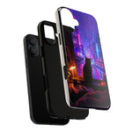 Lo-Fi Cat Neon Rain Window Vaporwave Art Tough Phone Case
