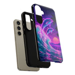 Neon Dolphin Ocean Vaporwave Art Tough Phone Case