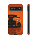Orange Mustang Art Phone Case, GT500 American Muscle Car Tough Cover for Male