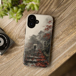 Autumn Temple Steps phone case | Japanese watercolor landscape cover