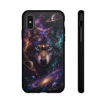 Cosmic Wolf Phone Case, Galaxy Nebula Portrait Tough Cover, Gift