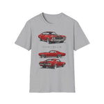 1970 Red Chevelle Muscle Car Trio T-Shirt | Classic Car Illustration