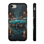 Vintage Teal 1957 Bel Air Classic Car Tough Case | Retro Rainy City Phone Cover