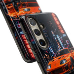 Orange Supra Phone Case, Neon City Night JDM Sports Car Tough Cover