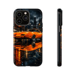 Orange Daytona Phone Case, Rainy City Night Muscle Car Tough Cover