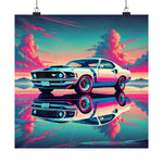 Mustang Boss 429 Poster Classic Muscle Car Sunset Retro Wall Art