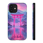 Neon Torii Gate Mountain Vaporwave Art Tough Phone Case