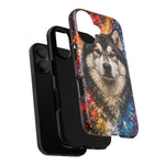 Alaskan Malamute Portrait Tough Phone Case - Vivid Paint Splatter