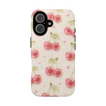 Pink Cherry Pattern Phone Case | Cute Retro Fruit Design