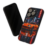 Orange Supra Phone Case, Neon City Night JDM Sports Car Tough Cover