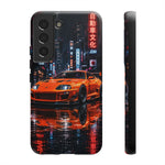 Orange Supra Phone Case, Neon City Night JDM Sports Car Tough Cover