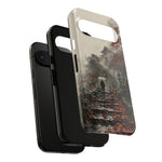 Autumn Temple Steps phone case | Japanese watercolor landscape cover