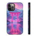 Neon Torii Gate Mountain Vaporwave Art Tough Phone Case