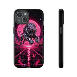 Chrome Lion Phone Case, Neon Grid Katakana Pride Tough Cover