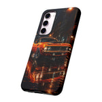 Orange Cuda Phone Case, Rainy City Night Muscle Car Tough Cover