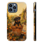 Rottweiler Puppy in Flower Pot Tough Case | Floral Dog Phone Cover