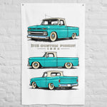 1964 C10 Turquoise Cream Top Banner 34x56 Garage Man Cave Wall Decor Gift