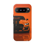 Orange Mustang Art Phone Case, GT500 American Muscle Car Tough Cover for Male