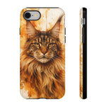 Maine Coon Watercolor Portrait Tough Phone Case - Amber Ears