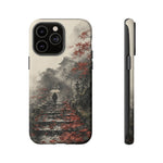 Autumn Temple Steps phone case | Japanese watercolor landscape cover