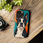 Boston Terrier Pop-Art Portrait Tough Phone Case - Teal Orange